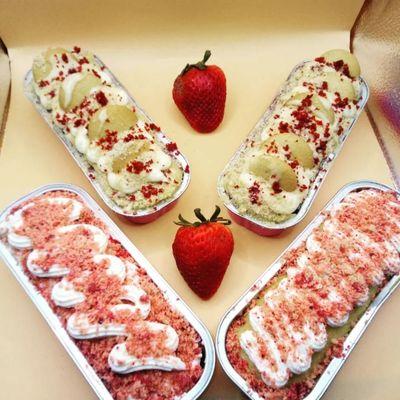 Red velvet banana pudding cake pan 
Strawberry Crunch shortcake cake pan