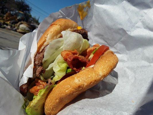 The famous bacon avocado burger, with cheese