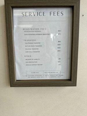 Service Fees (prices may vary)