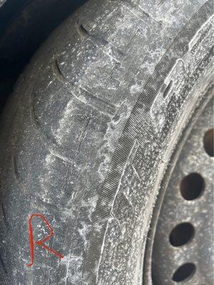 And look at the rear tires the tread of a tire is all gone..