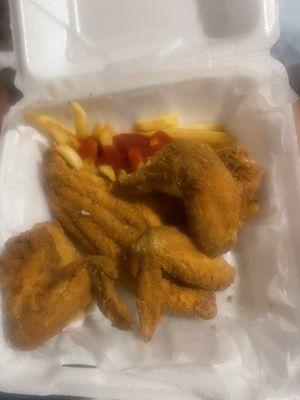 Catfish and chicken wings