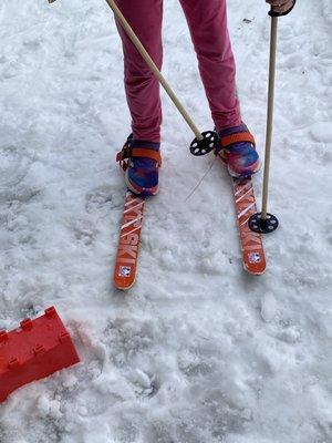 They have snow shoes and cross country skis for kids to try in the Wonderground