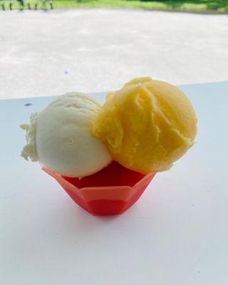 Try our delicious Hawaiian Gelati! This mix contains our Strawberry and Mango Italian Ice and our Vanilla Gelato!