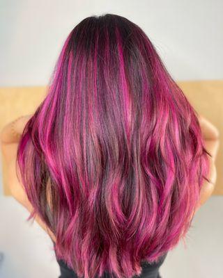 Vivid Balayage ~ Pink Hair Color