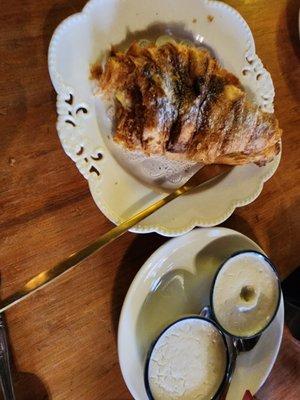 Salted egg croissant and rice flour desserts.