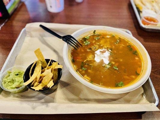 Chicken Tortilla Soup (LOL @ the fork...)