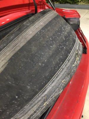 Bald tire that went flat 5 hours into my car rental.