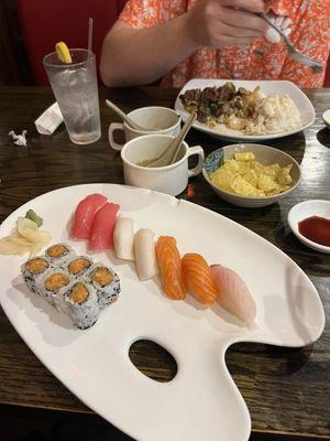 Sushi Sampler with Spicy Salmon Roll