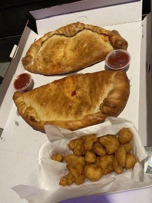 Calzones and fried cauliflower appetizer