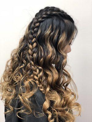 Braids and curls for homecoming