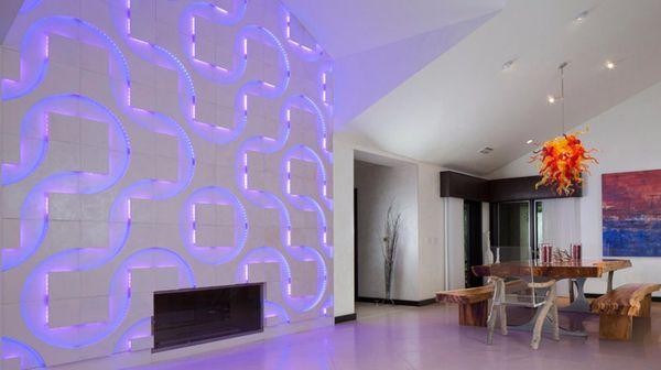 Designer modular walls with custom lighting