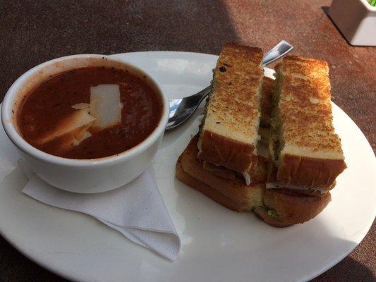 Grilled Pesto Cheese Dipper and Housemade Tomato Basil Soup