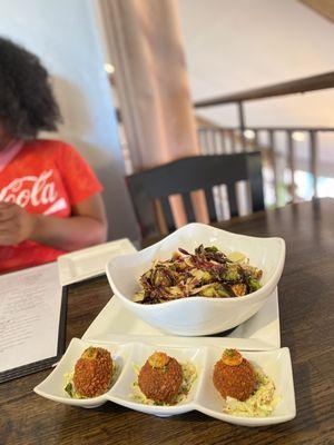 Crab cakes and Brussels Sprouts