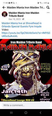 Iron Maiden Tribute - Maiden Mania 1/14/2024