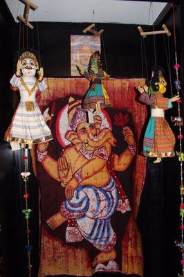 Ganesh batik and puppets. Hand made in Nepal.