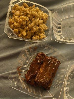 Side of ribs and side of Mac and cheese