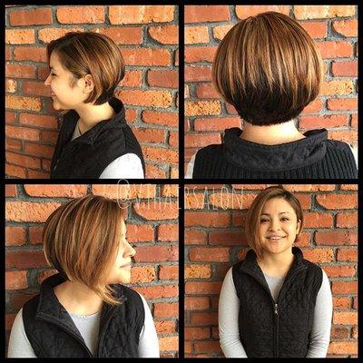 Color and asymmetrical bob at VT Hair Salon best in Vernon CT