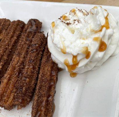 Cinnamon churros. The brown is the cinnamon.