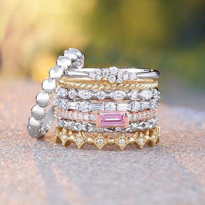 Stackable rings for bridal and fashion