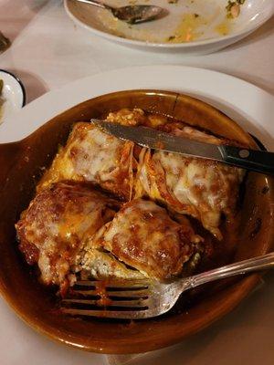 Stuffed Eggplant Parmigiano. So good! The eggplant was young and not bitter or soggy