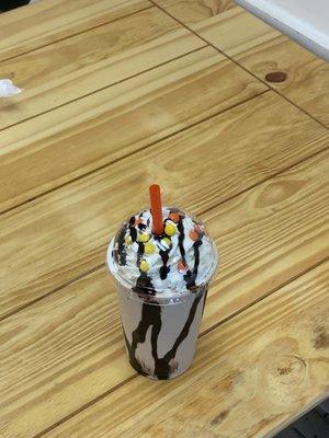 Reese's Pieces Milkshake! All I got to say is, Tasty!!!!! And everything else we got was great, too!!