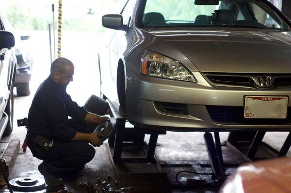 Installing a new rotor on a customer's car