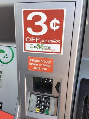 Three cents off a gallon with discount card!