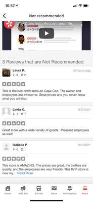 Yelp at it again. Hiding reviews.