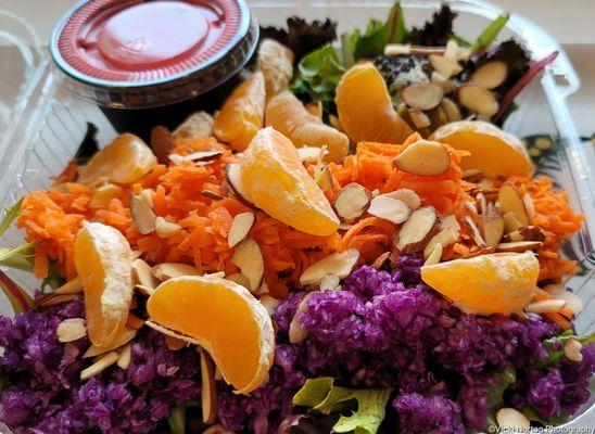 ZenGarden Organic mixed Greens & Red Cabbage, Carrot, House made Smashed Avocados mix, Mandarins, Sliced Almonds