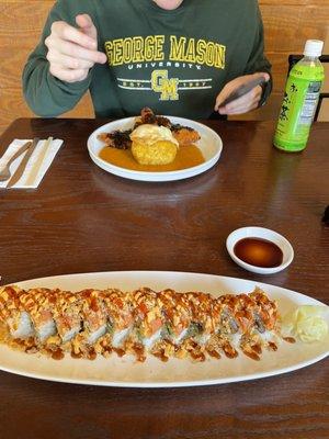 Chicken Cutlet Curry Rice & Dynamite roll