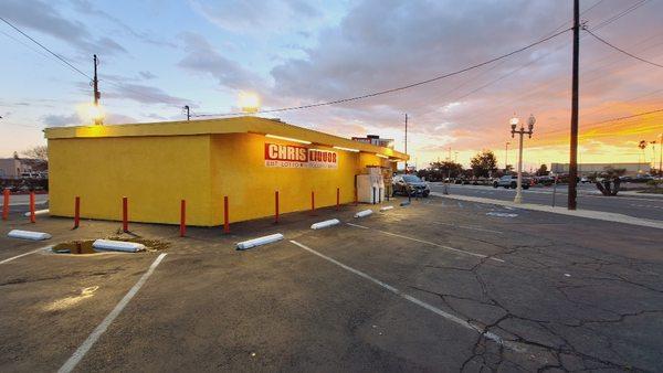 Chris Liquor outside parking lot.