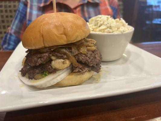 The advertised way.  Grilled onions, mushrooms and all the fixins.