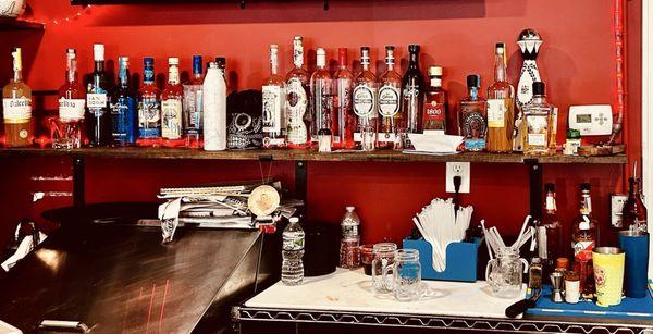 Small bar with top shelf tequilas