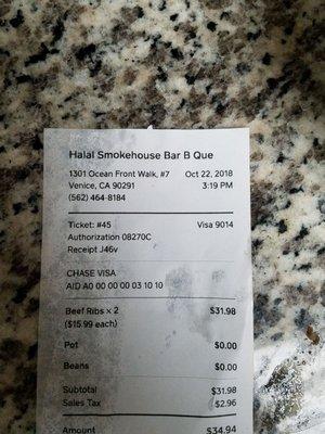 Phone number on receipt!