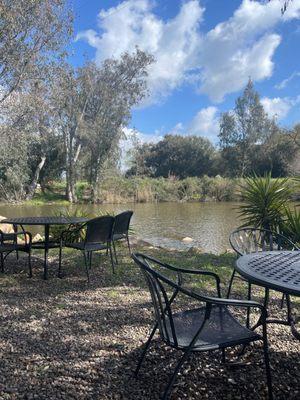 Seating area overlooking the lake