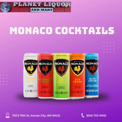 Monaco Cocktails are now available at our shop, PLANET LIQUOR & MART in Kansas City, MO.