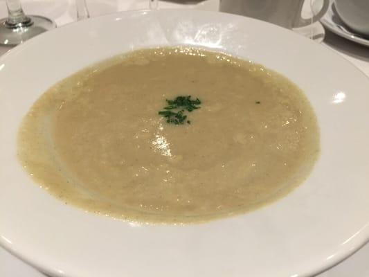 Shirley's Birthday Dinner at Club Metropolitan on 146 West 57th St. Sunchoke soup #ClubMetropolitan