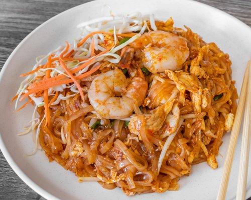 Pad Thai. We dont put peanut in unless you request it.