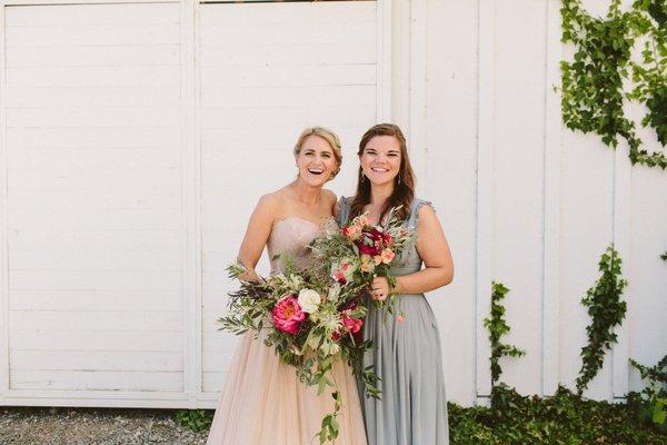 wine country wedding at Running Rabbit Ranch, lush organic bouquets