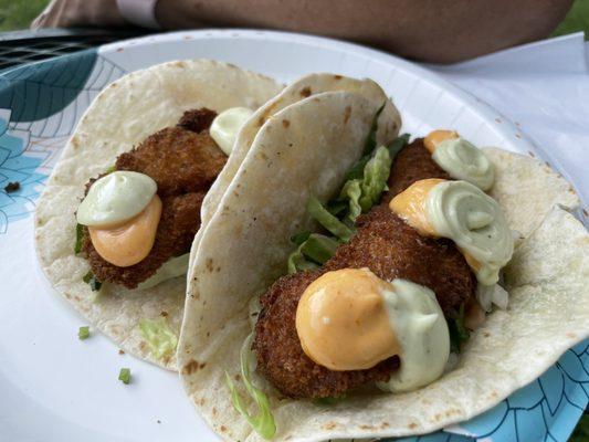 Fish tacos. Looks like two since we already ate the third one.