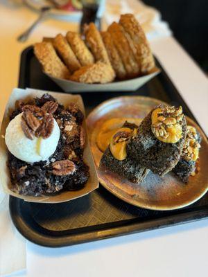 Cornbread, onion rings and German chocolate cake