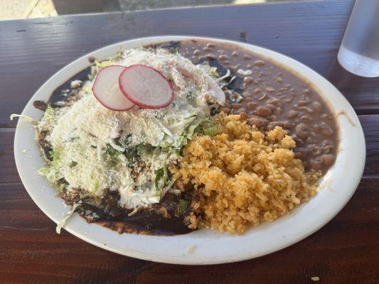 Enchiladas de Mole con Pollo Plato