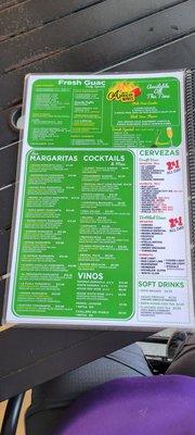 Page of the menu