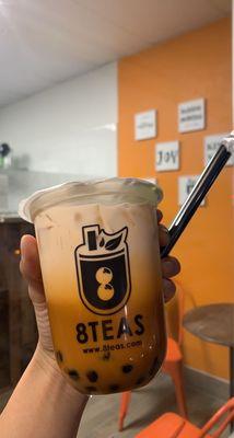 Thai Tea with Boba.. SUPER GOOD! Creamy and not too sweet. Perfection