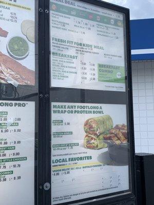 Drive thru menu