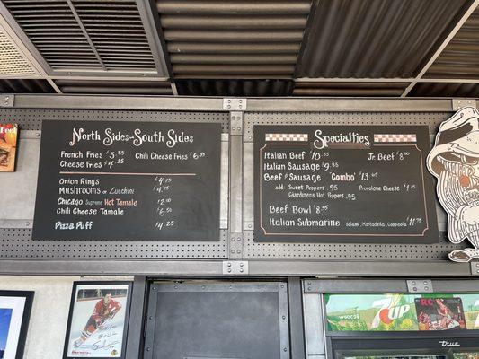 Menu as of July 2023