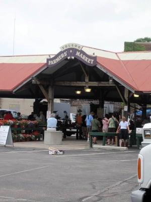 View from the parking lot of the main entrance