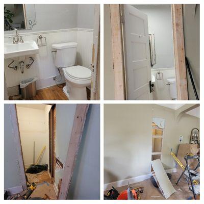 Converted a 4' x 5' bedroom closet, into  a guest restroom locatedin  the living room off the main entrance.