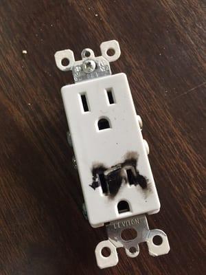 Burnt outlet trouble call