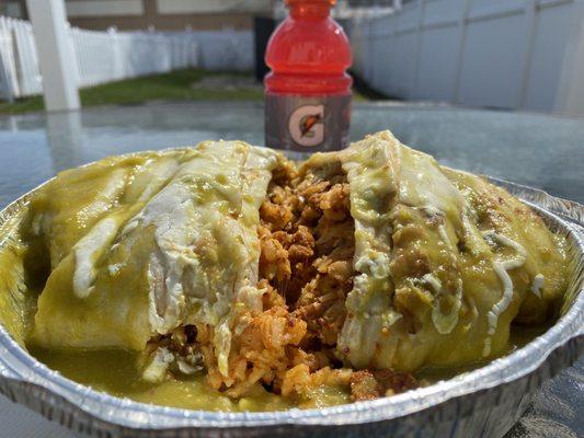 Spicy Pork Wet Burrito.. Always my #Go2 Trust me you will not be disappointed for 10 bucks!!